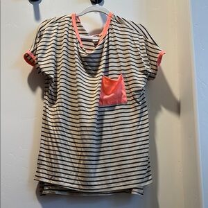 Striped Tee with Pink Accents